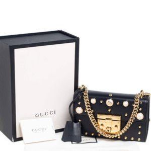 💎✨BEAUTIFUL✨💎 GUCCI Padlock Studded Shoulder Bag Black